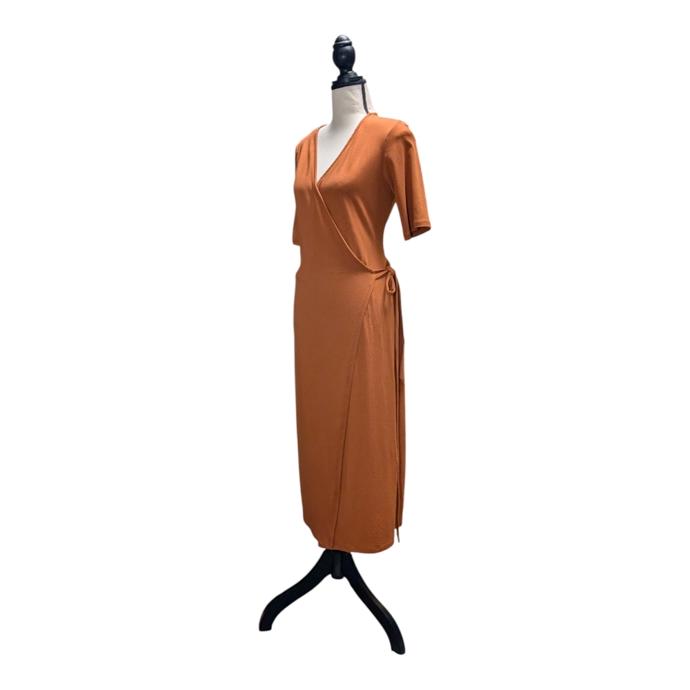 NWT Organic Cotton Amour Vert Terracotta Wrap Midi Dress - Picture 4 of 9